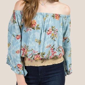 Francesca’s Theresa Smocked Off The Shoulder Top